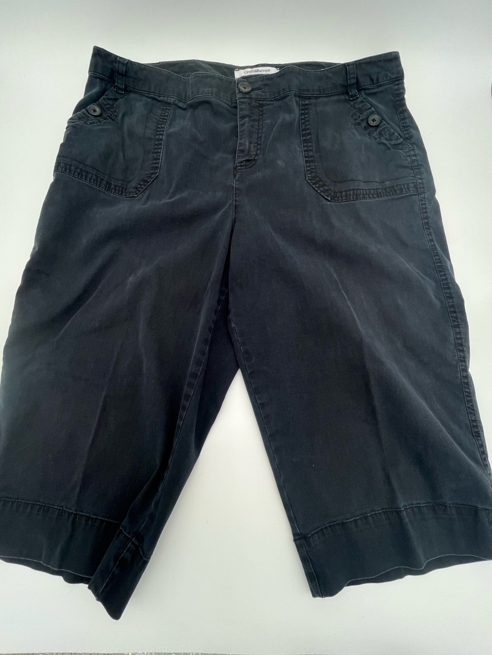 croft & barrow Relaxed Black women’s Jm cotton Shorts Capri pants clam diggers